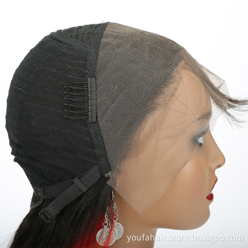 Free Sample 12A Brazilian Human Virgin Hair Wig Ombre Colored 1b/red 13x4 HD Lace Front Wig Transparent Lace Frontal Wigs Vendor